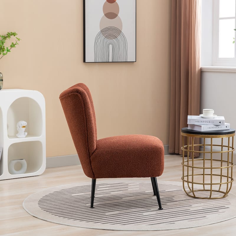Armless Accent Chair With Rubber Wooden Legs Modern Upholstered Corner Side Chair For Living Room
