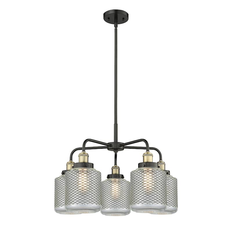 Innovations Lighting Edison - 5 Light 24" Stem Hung Chandelier - Black Antique Brass