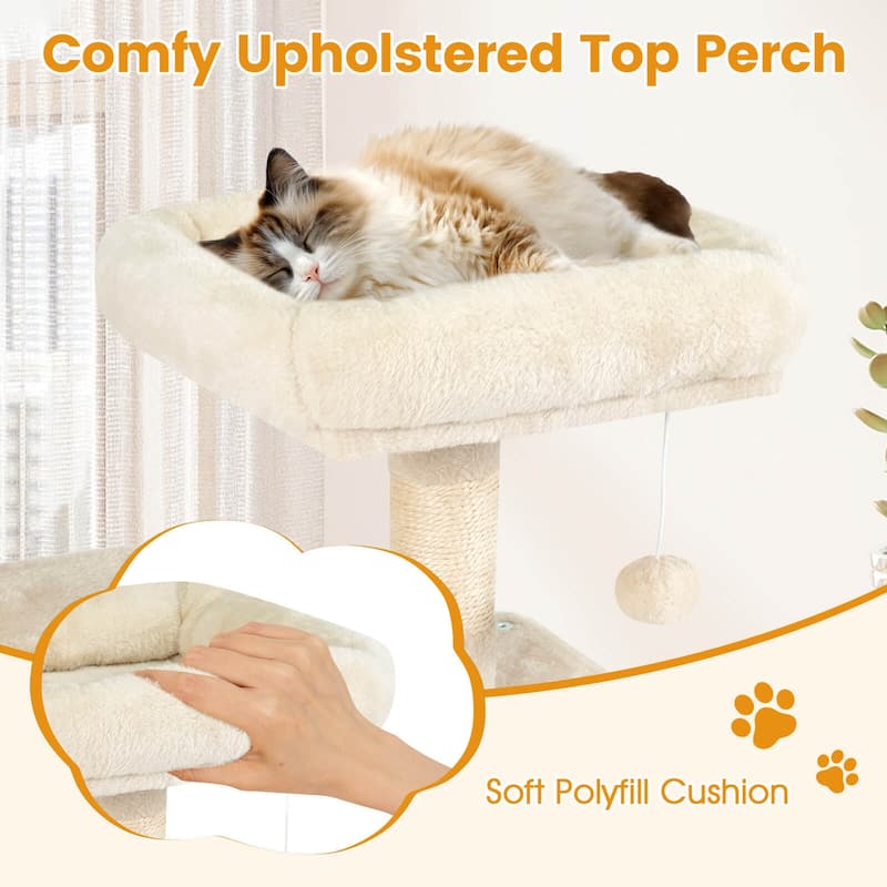 Costway 44” Tall Multi-level Cat Tree with Cushion Top Perch, - See Details