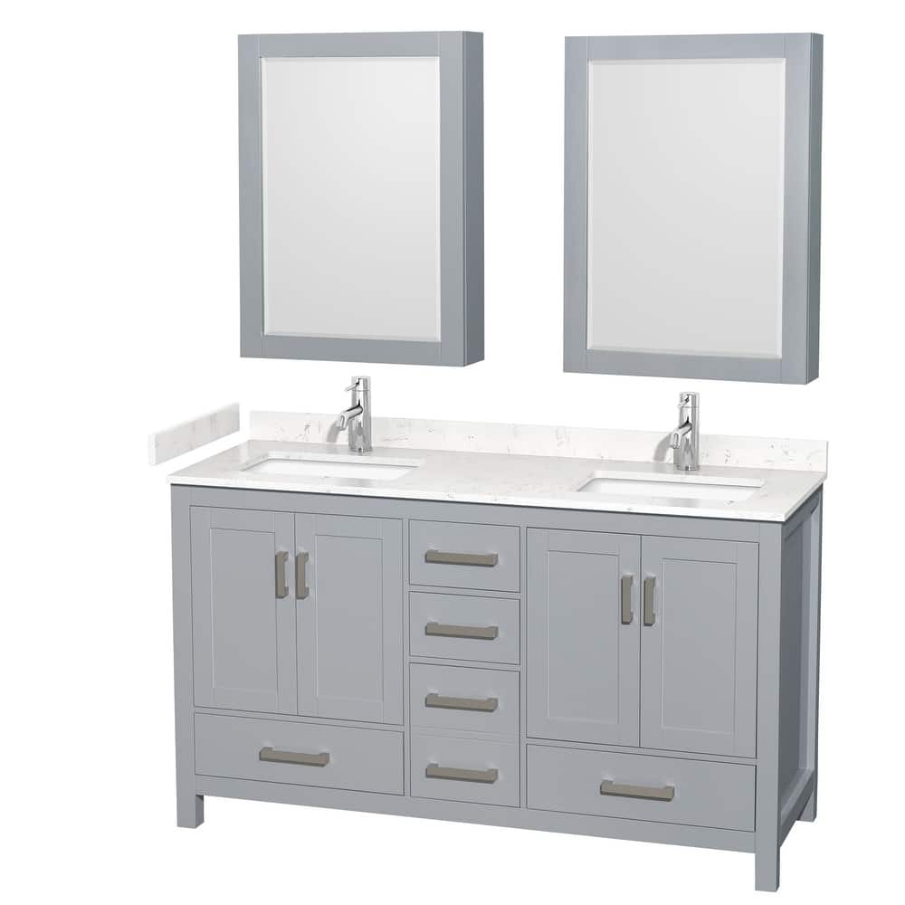 Wyndham Collection Sheffield 60" Double Bathroom Vanity, Carrara