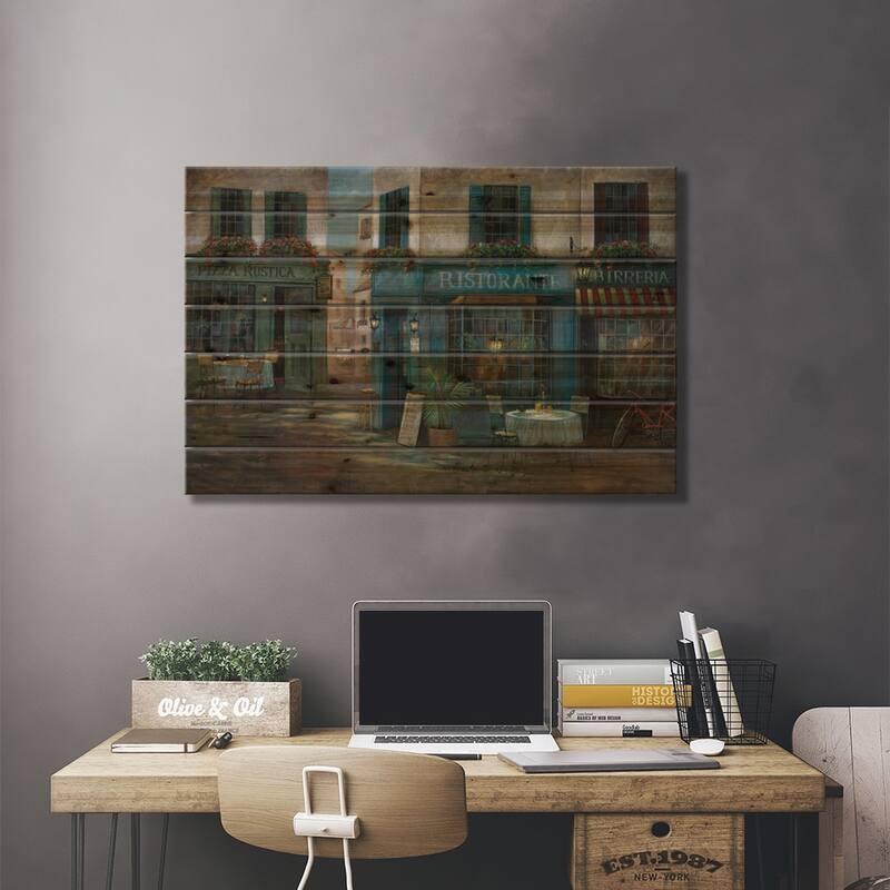Pizza Rustica Print On Wood by Ruane Manning - Multi-Color