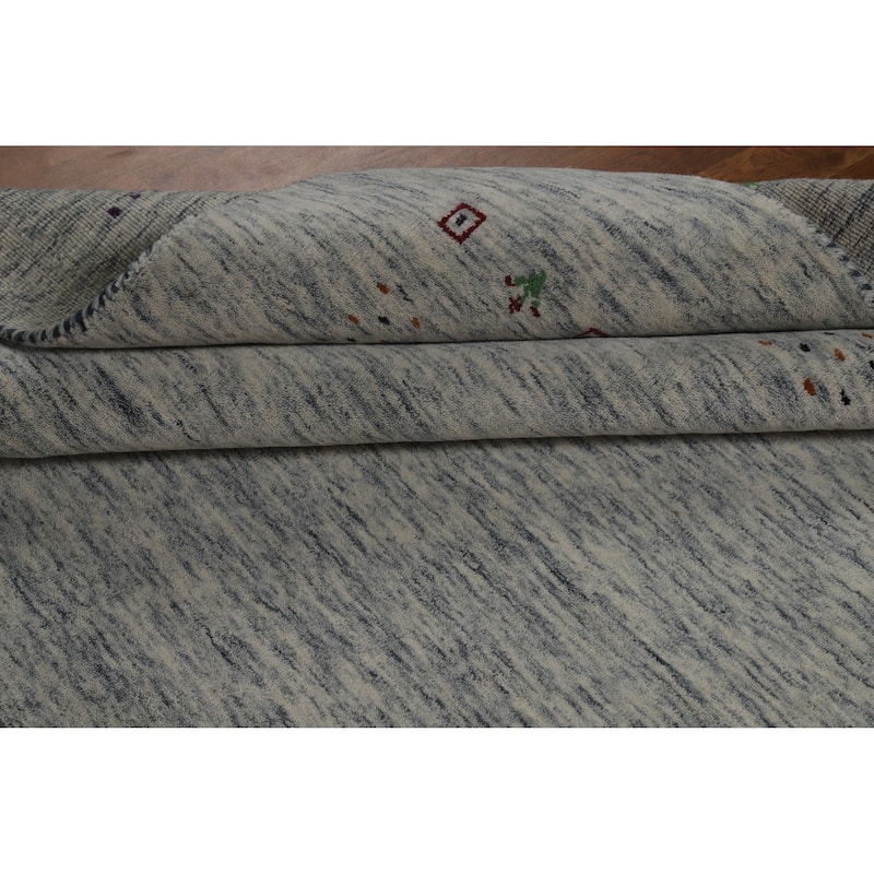 Hand Knotted Oriental 100% Wool Carpet Tribal Tribal Greys & Charcoal Gabbeh Area Rug - 8' 10'' X 6' 1''
