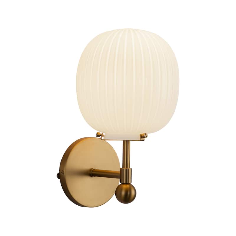 Alora Lighting WV579107 Cherise 12" Tall Bathroom Sconce with Ribbed - Brushed Gold / Glossy Ribbed Opal Glass