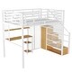preview thumbnail 6 of 22, Full Size Metal Loft Bed with Wardrobe, Built-in Wood Tabletop Desk, Storage Shelves and Storage Stairs for Bedroom