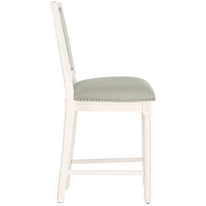 SAFAVIEH Judyth -26 Inch Light Grey/ Cream Rectangular Counter Stool (Set of 2) - 19.3" x 23.5" x 43.3" - 19Wx24Dx43H