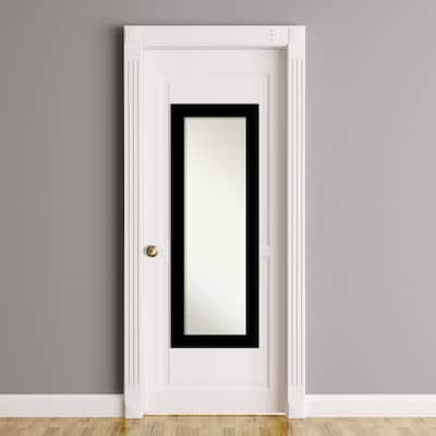 Basic Non-Beveled Wood Framed Full-Length On the Door Mirror - Glass Size 14x48