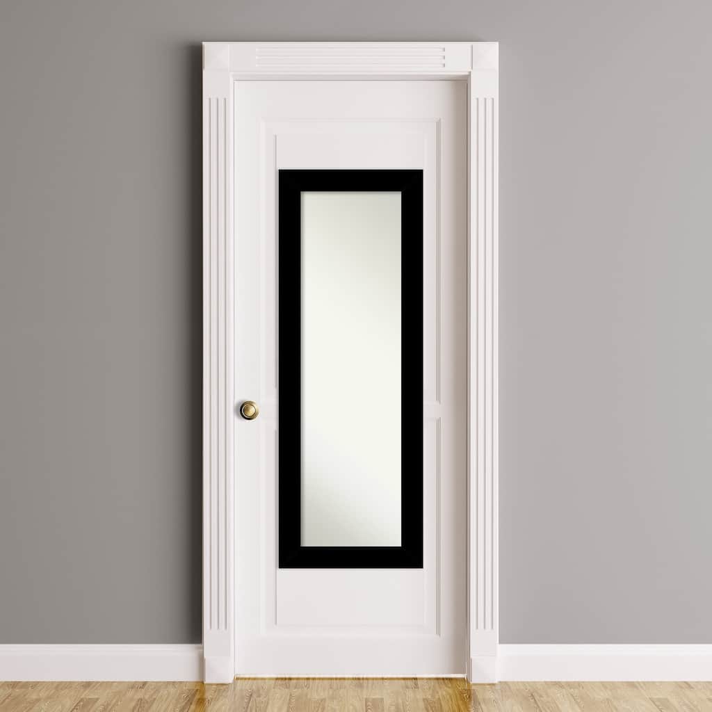 Basic Non-Beveled Wood Framed Full-Length On the Door Mirror - Glass Size 14x48