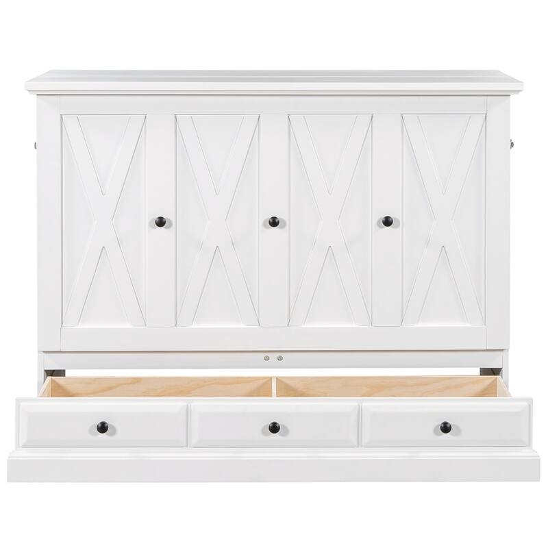 Wood Murphy Bed Chest Cube Cabinet Bed