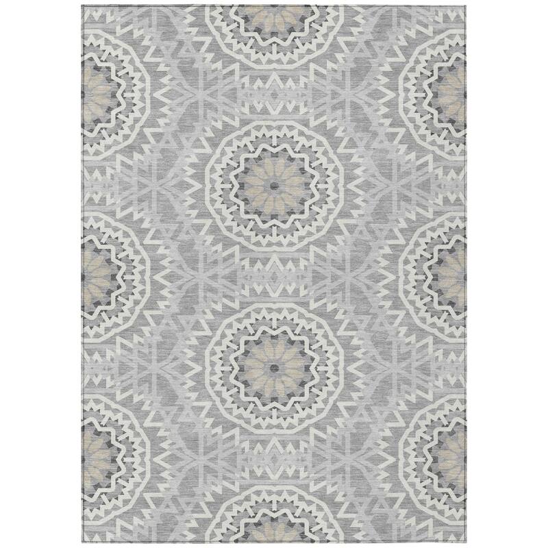 HomeRoots Floral Medallion Transitional Rectangle Outdoor Rug