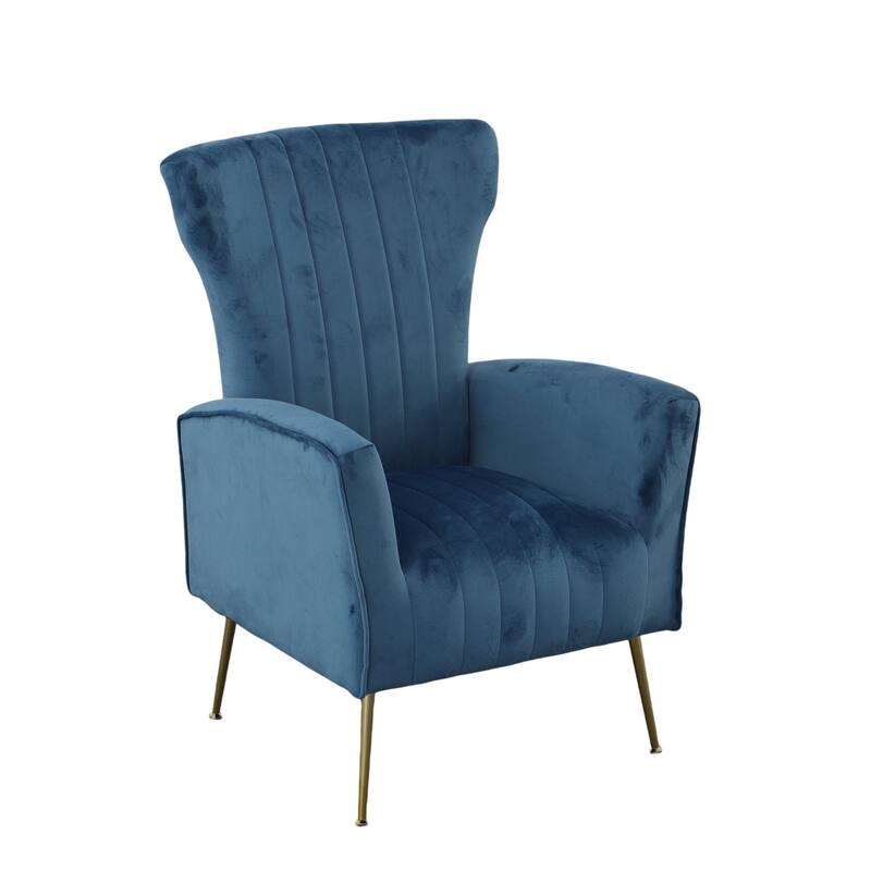 Velvet Upholstered Wingback Armchair - 41.25" - Navy Blue