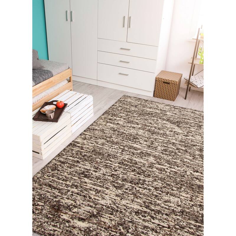 ECARPETGALLERY Braid weave Sienna Dark Brown Wool Rug - 6'5 x 8'8