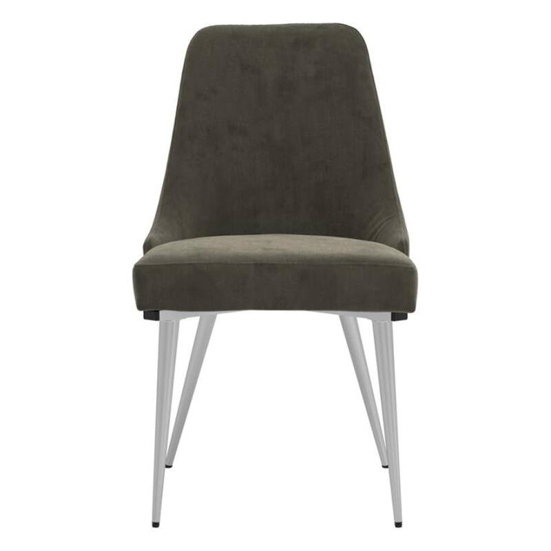 Padded Side Chair with Angular Legs, Set of 2, Chrome and Gray