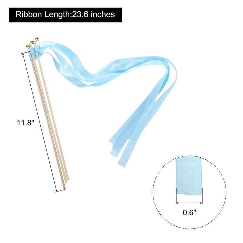 15Pcs Wedding Ribbon Sticks Party Ribbon Streamers Sticks - Purple