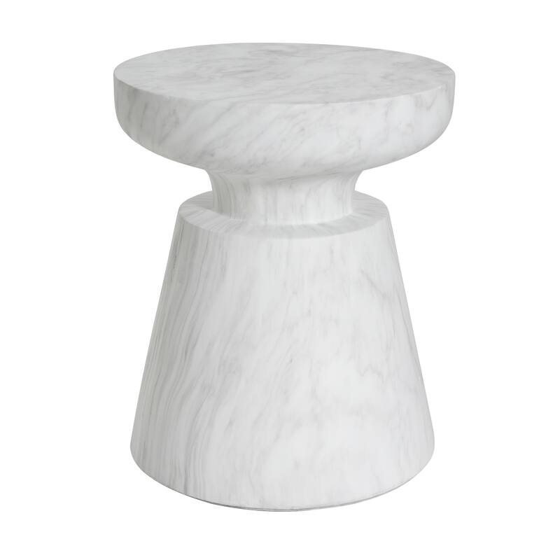 Outdoor Ponti Travertine Side Table, White - 15.65