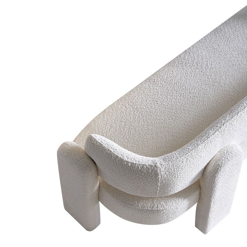 Stylish Boucle Sofa with High-Density Foam & Easy Assembly - 700 lbs Capacity