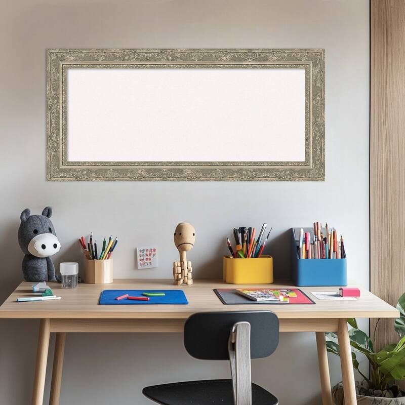 Filigree Silver Framed Cork Board - Bulletin Board, Organization Board, Pin Board