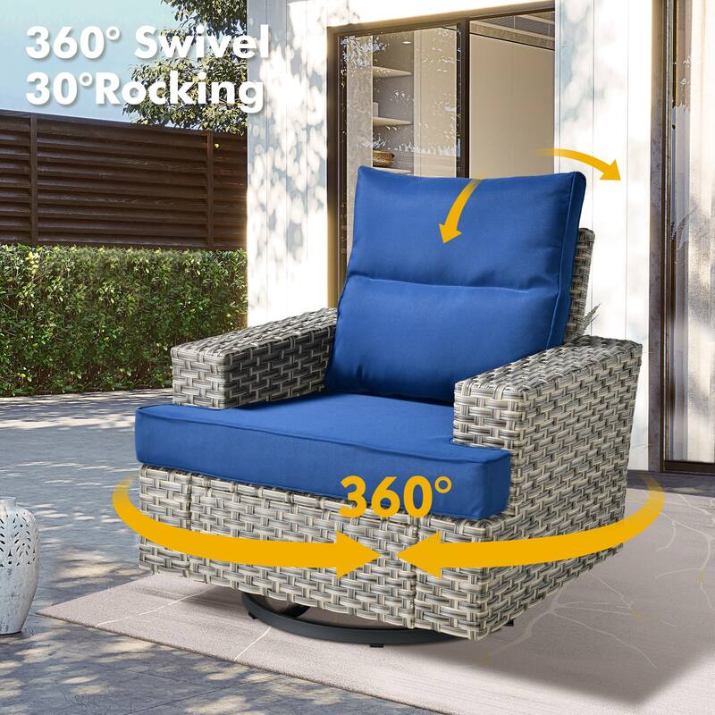 XIZZI 9-piece Outdoor Patio Wicker Furniture Swivel Chair Set