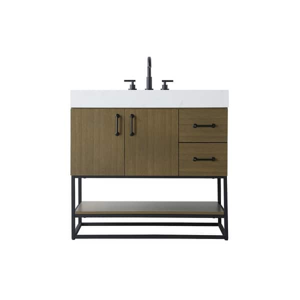 slide 2 of 11, Elegant Lighting VF29236 Caroline 36" Free Standing Single Basin Chestnut Brown