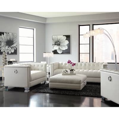 Hailey Contemporary White Faux Leather 2-piece Living Room Sofa Set