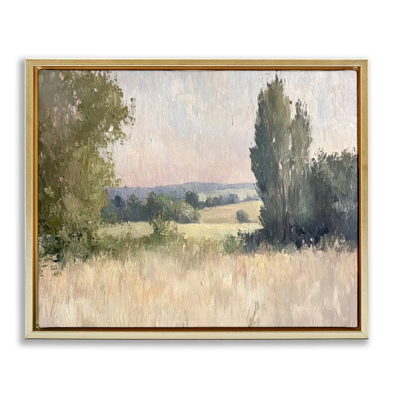 Stupell Tranquil Abstract Countryside Framed Floater Canvas Wall Art Design By Petal Prints Design - 21 x 17 - Gold
