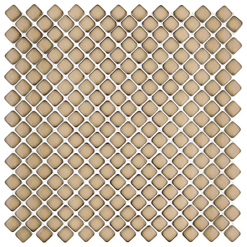 Merola Tile Hudson Diamond Caffe 12-1/4" x 12-3/8" Porcelain Mosaic Floor and Wall Tile