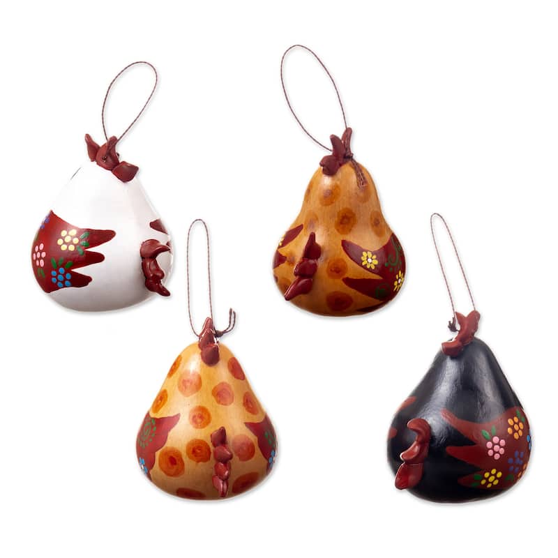 Novica Handmade Chatty Hens Dried Gourd Ornaments (Set Of 4)