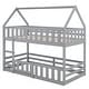 preview thumbnail 17 of 16, Cottage Style Twin over Twin Bunk Bed with Build-In Ladder,Fence-shaped Guardrail,House-Shaped Design with Door