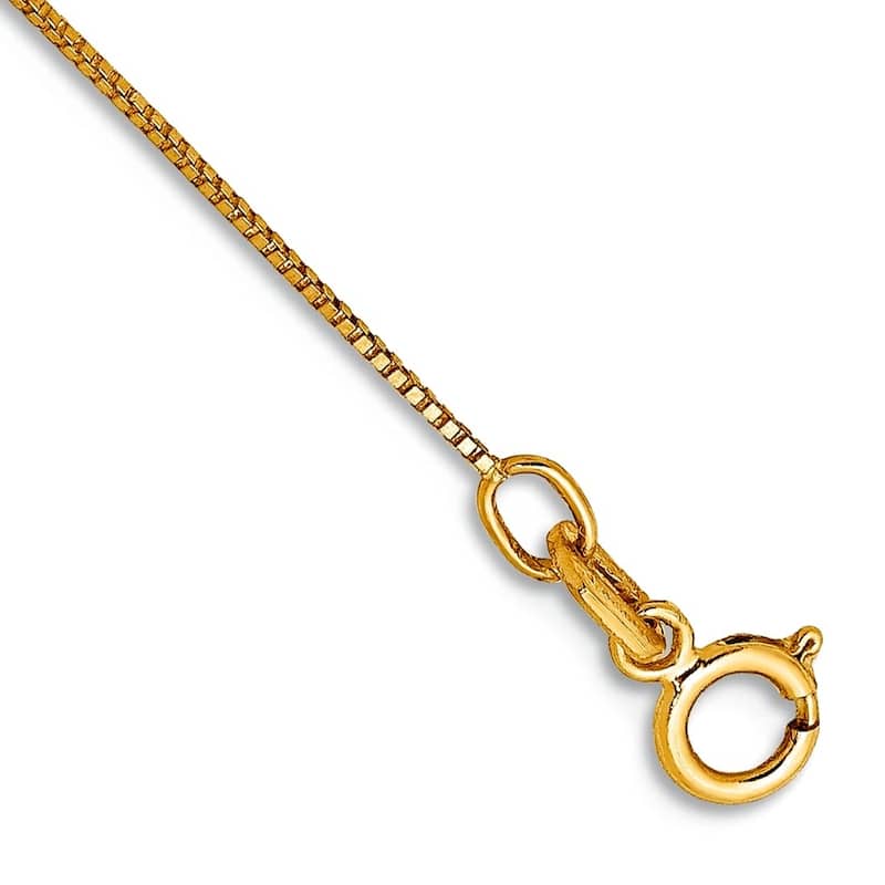 Curata 14k Yellow Gold 10" Classic Thin Box Chain Box Chain Anklet - 0.5mm or 0.7mm - 0.5mm