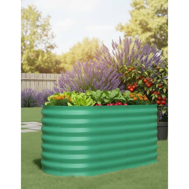 Outdoor Galvanized Raised Garden Beds - Green - 4*2*2 Ft