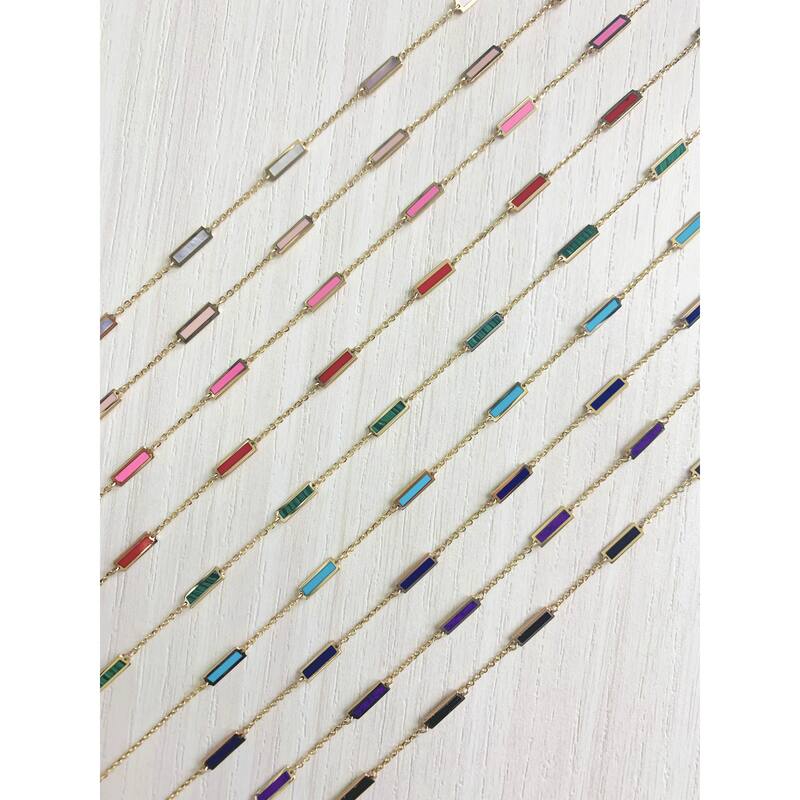 Joelle Lapis Layered Bar Necklace 18 Inches - 14K Gold Lapis Necklace