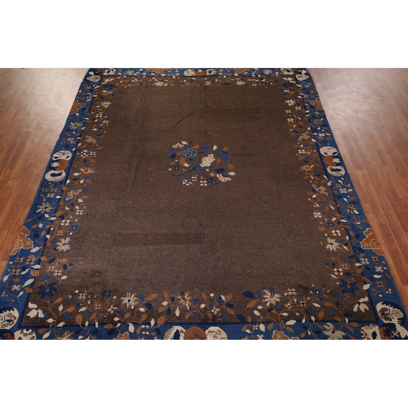 Vegetable Dye Art Deco Nichols Chinese Rug Handmade Wool Carpet - 8'1" x 9'10"