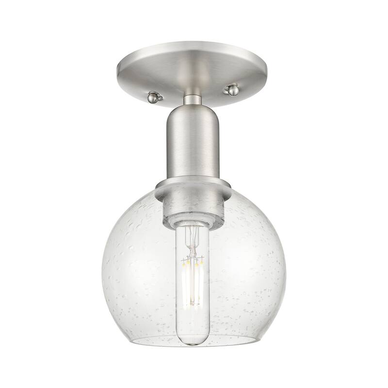 Innovations Lighting 716-1C-10-6 Athens Semi-Flush Athens 6" Wide - Brushed Satin Nickel / Seedy