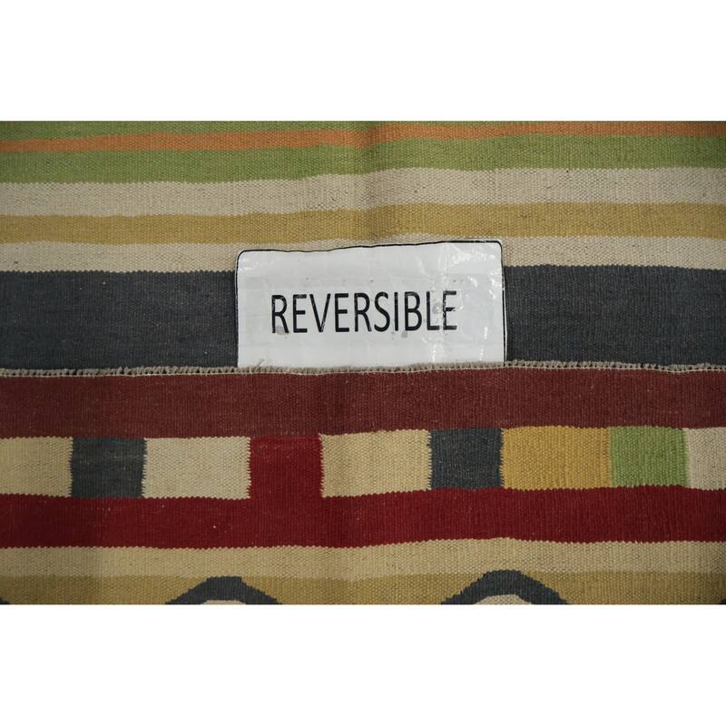 Hand Woven Oriental 100% Wool Carpet Southwestern Tribal Multi-Colored Kilim Area Rug - 8' 3'' X 8' 3''