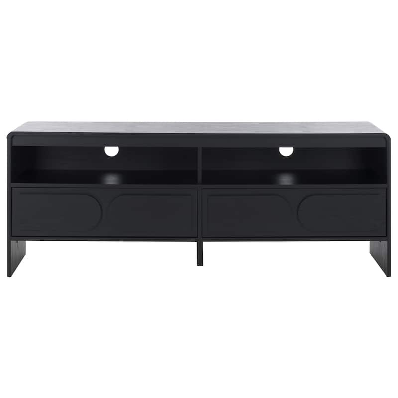 SAFAVIEH Arsenio 2-Drawer 2-Shelf Entertainment Media Stand for TVs up to 65" - 61"W x 16"D x 24"H - Black