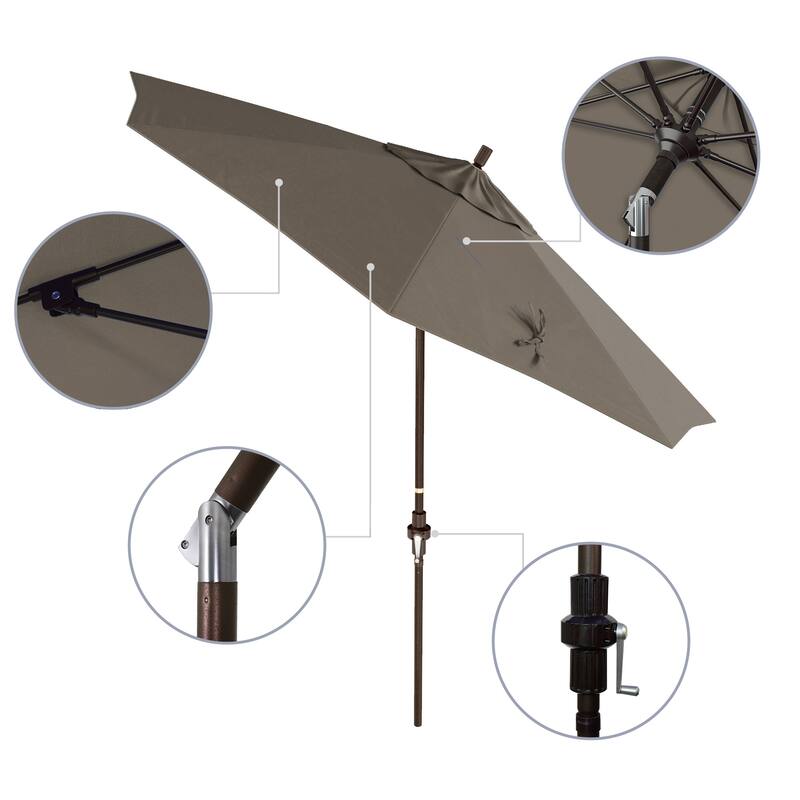 Okaloosa 9' Rd.Crank Lift Tilting, Aluminum Pole Fiberglass Rib Patio Umbrella Sunbrella Fabric by Havenside Home