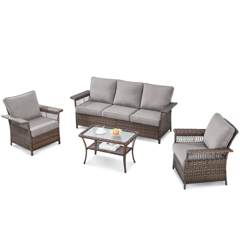 Outside Wicker Chair Conversation Set
