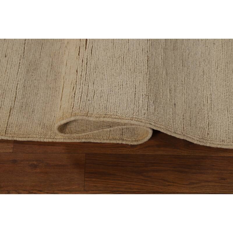 Beige Gabbeh Modern Rug Hand-Knotted Wool Carpet - 4'2"x 5'10"