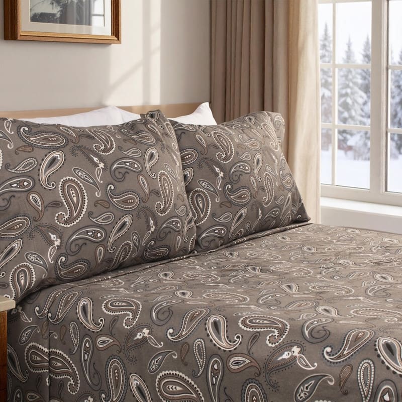 Superior Cotton Flannel Paisley Bed Sheet Set