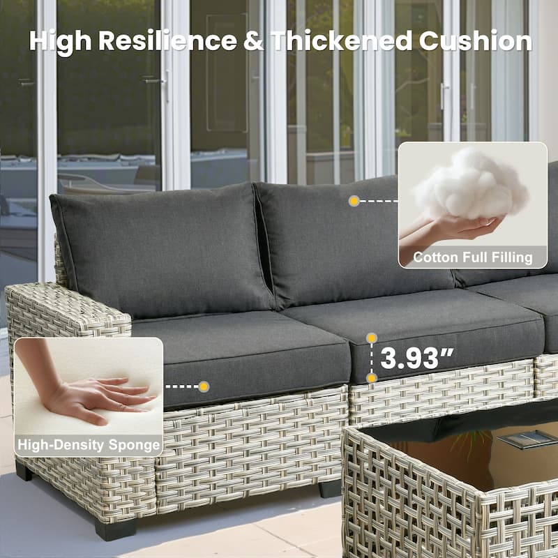 XIZZI 8-piece Outdoor Grey Wicker Furniture Conversation Set