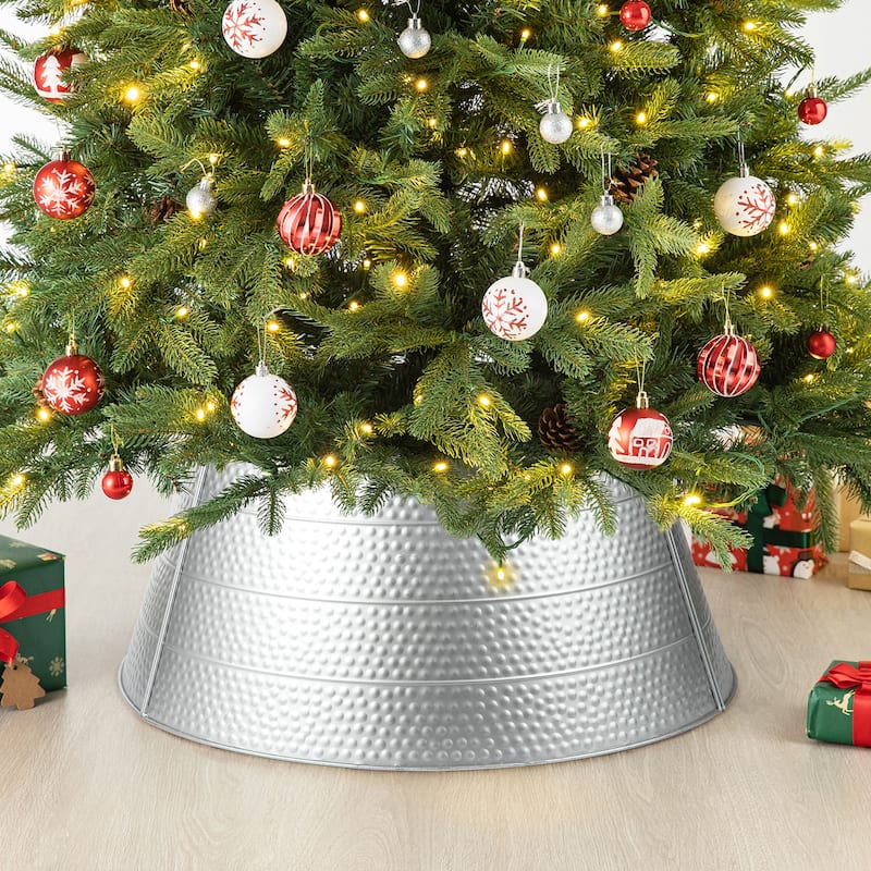 Glitzhome 22"/26"D Hammered Metal Christmas Tree Collars