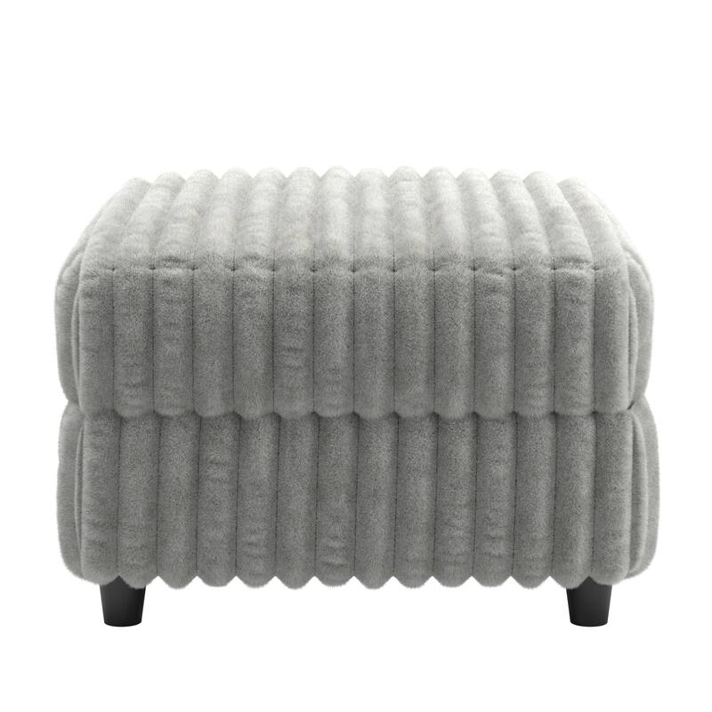 Veyron Furry Channel Fabric Down-filled Ottoman by iNSPIRE Q Modern