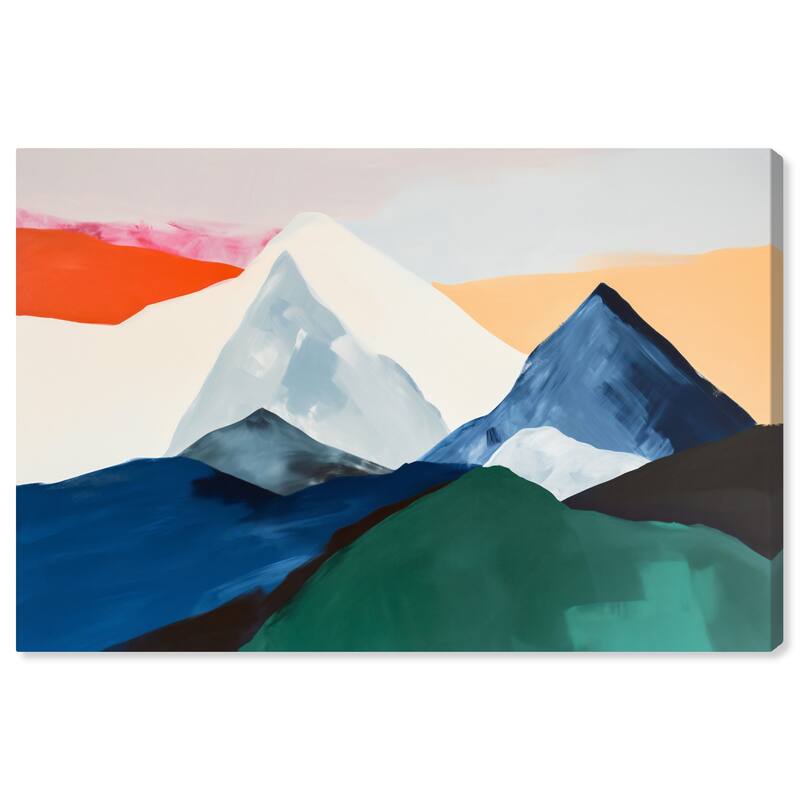 Wynwood Studio Abstract Main Colors Mountains Blue and Modern & Contemporary Wall Art Canvas Print