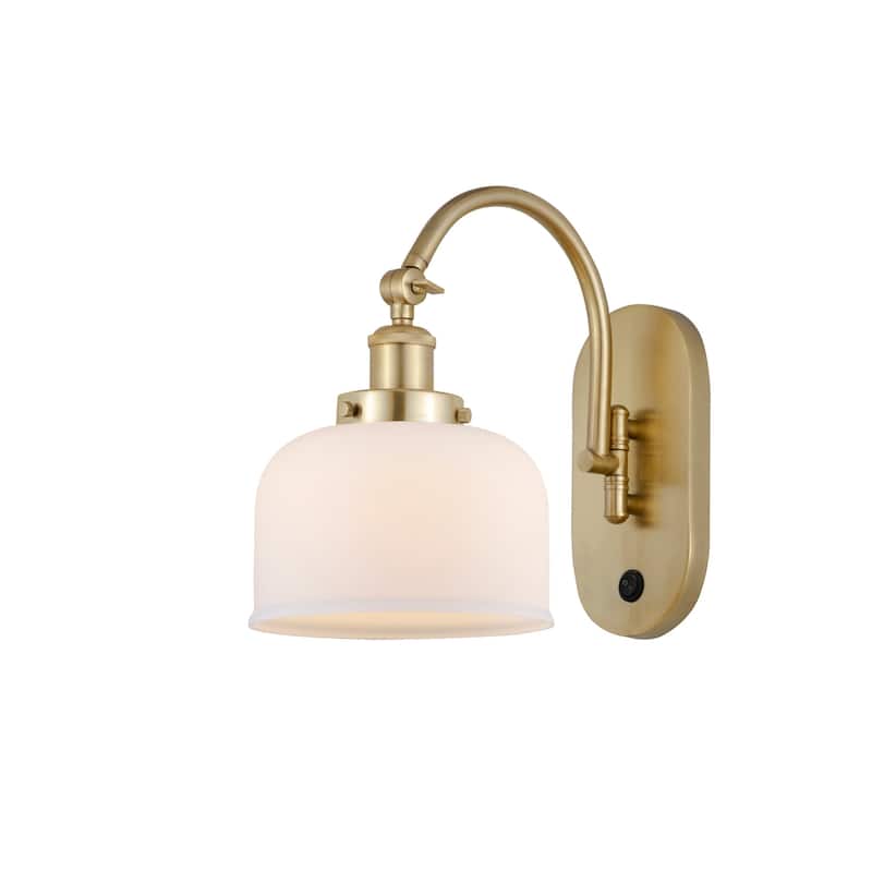 Innovations Lighting 918-1W-13-8 Bell Sconce Bell 13" Tall Wall Sconce - Satin Gold / Matte White