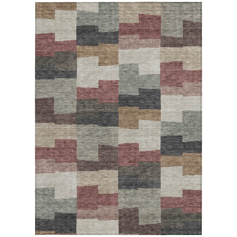 HomeRoots Geometric Transitional Rectangle Outdoor Rug