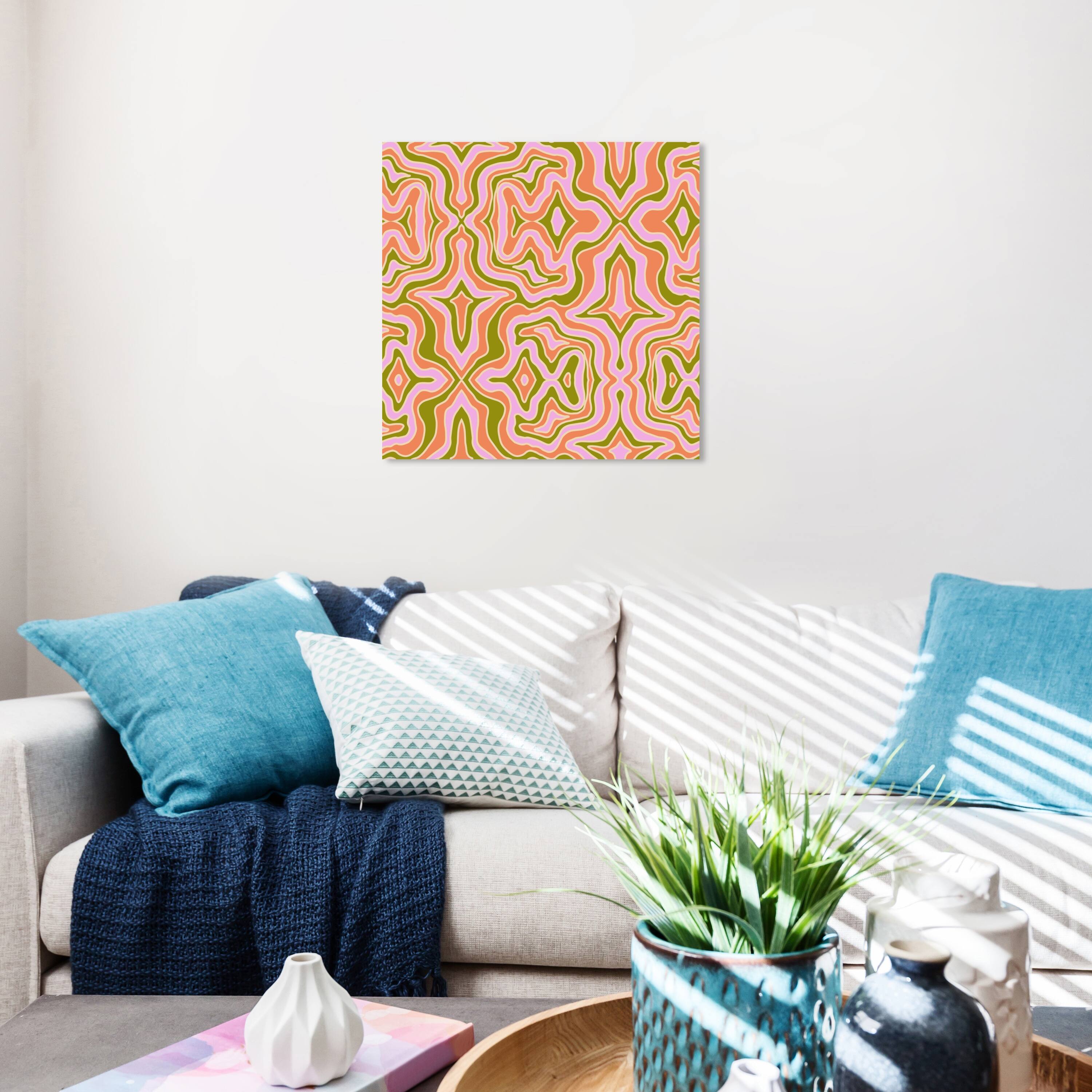 Wynwood Studio Canvas Abstract Retro Dizziness Orange and Light Violet Bohemian & Eclectic Wall