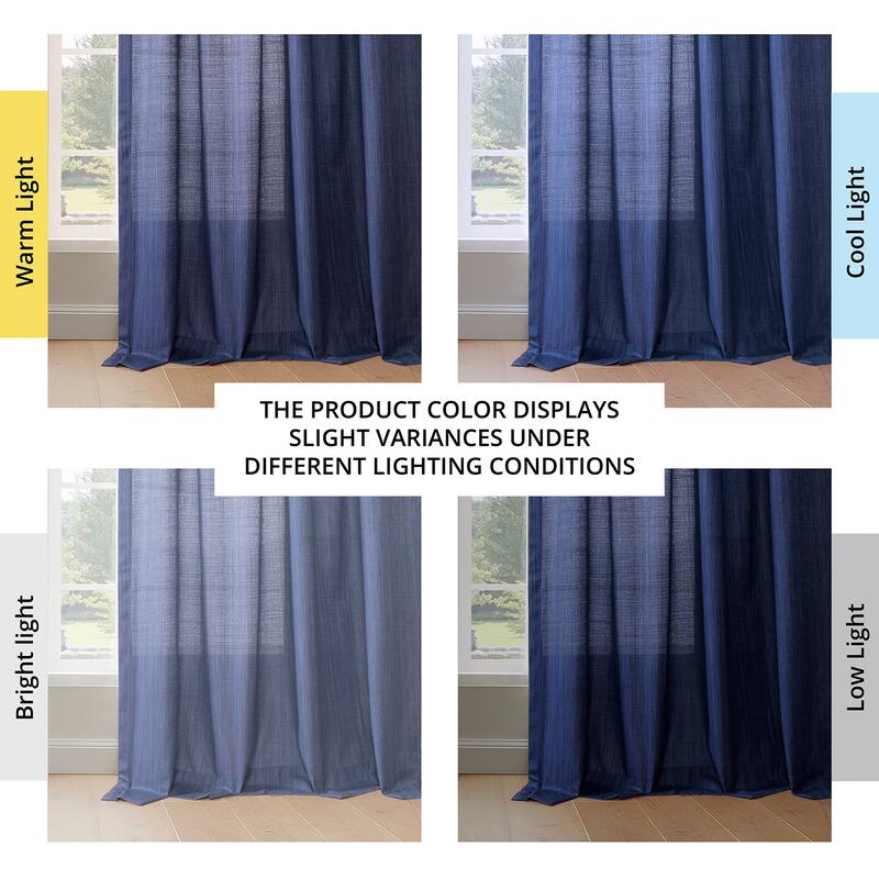 Exclusive Fabrics Rustic Linen Weave Light Filtering Curtains for Bedroom & Living Room Curtains - 2 Panel Drapes