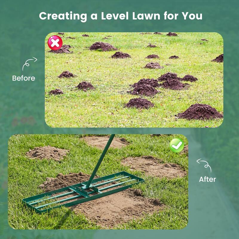 Costway Lawn Leveling Rake 42" x 10" Heavy Duty Level Lawn Tool for - See Details