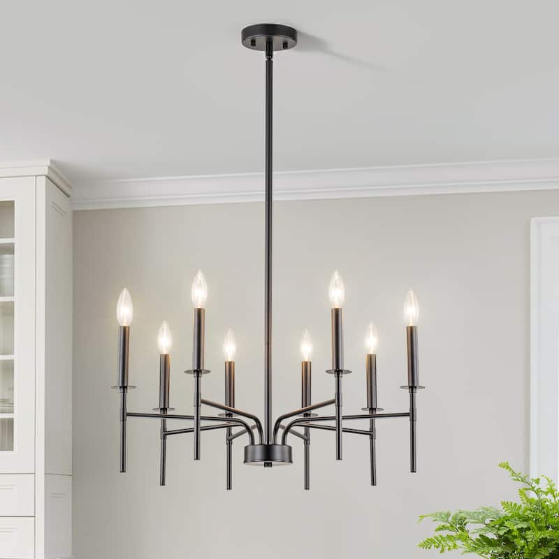 Starsky 8-Light 27'' Traditional Classic Candle Farmhouse Chandelier