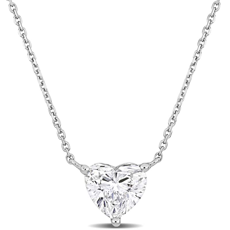 Miadora 2ct TDW Diamond Heart Necklace in 14k White Gold - 17 in