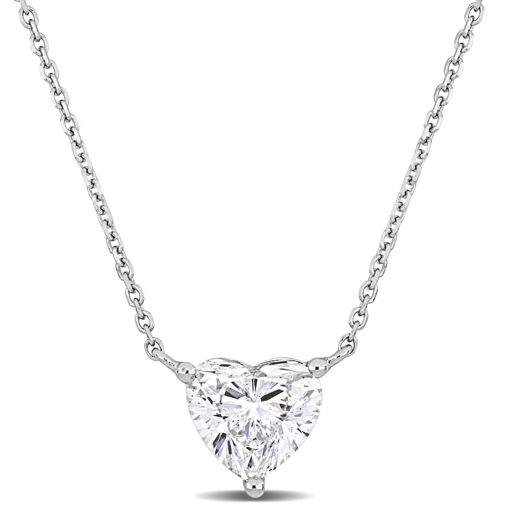 Miadora 2ct TDW Diamond Heart Necklace in 14k White Gold - 17 in